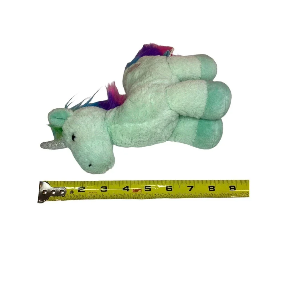 Manhattan Toy Unicorn Plush Mint Green Rainbow Silver Sparkle Heart Stuffed Toy - Picture 7 of 11